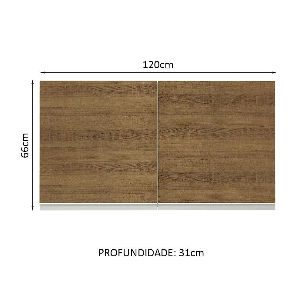 Armário de cozinha aéreo 120 cm 2 portas branco/rustic glamy madesa