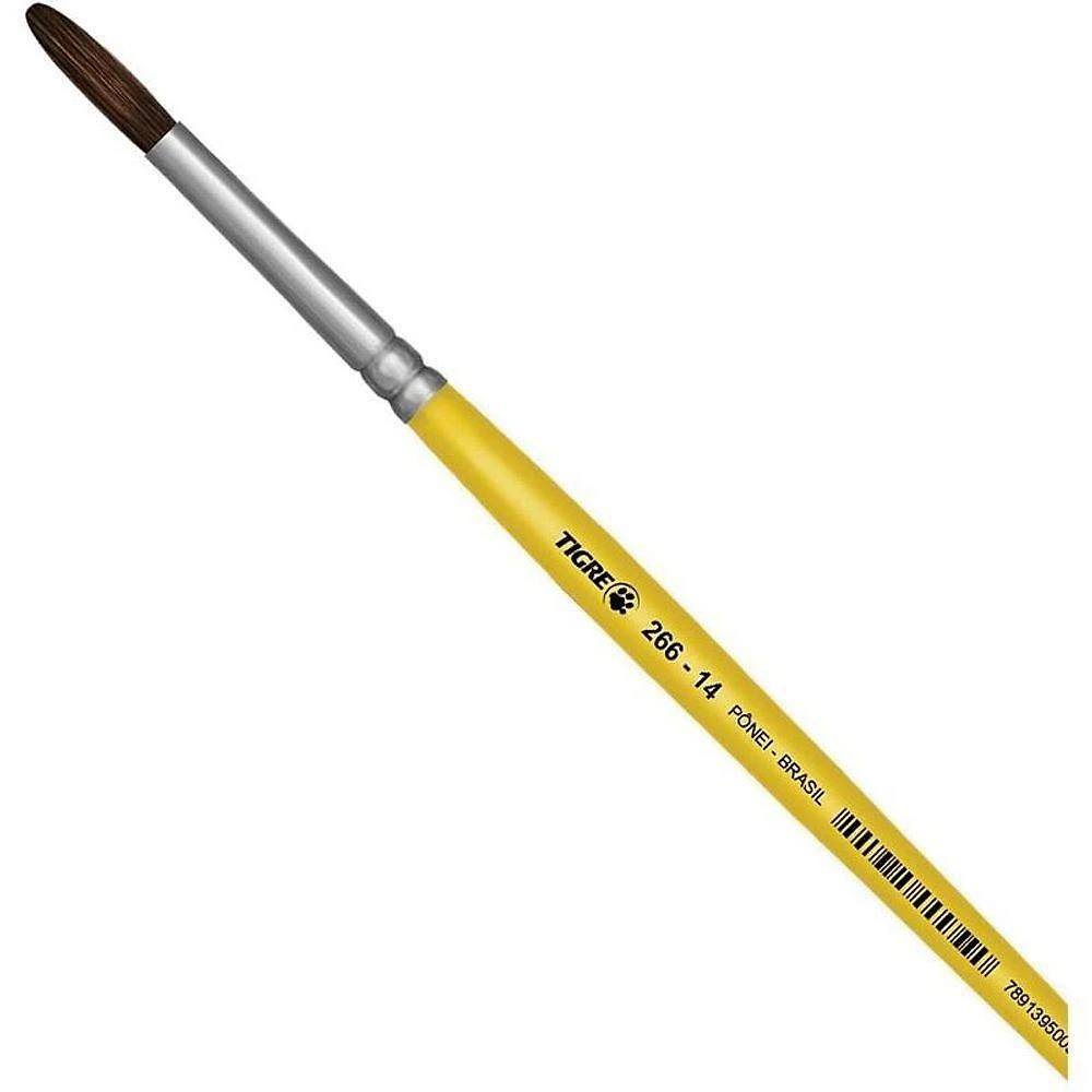 Pincel Escolar Redondo Tigre 266 N graus  14 Pelo de Pônei Amarelo