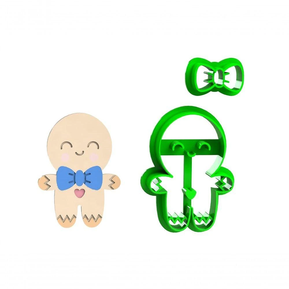 Cortador Natal Menino Plástico PLA 6CM Transparente HB Formas e Cortadores