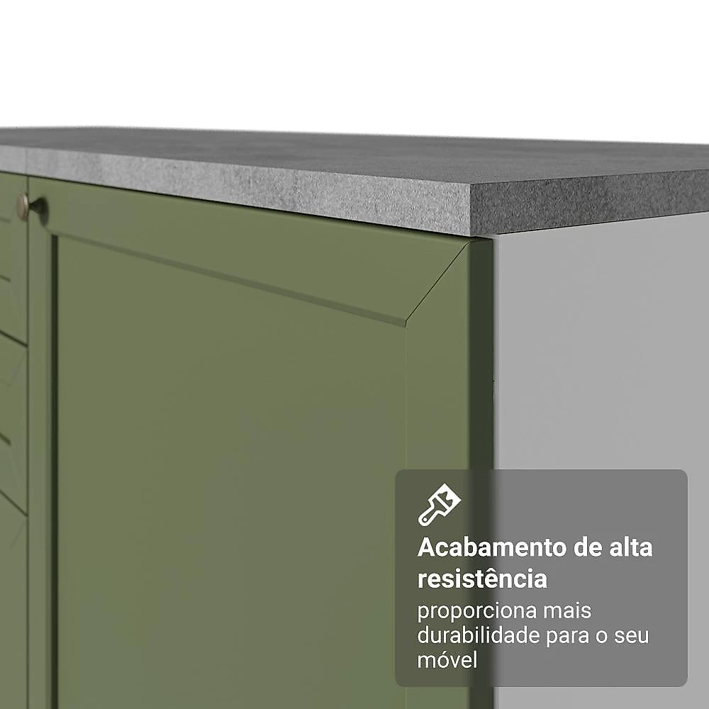 Balcão de cozinha 120 cm 2 portas 3 gavetas branco/verde vik madesa