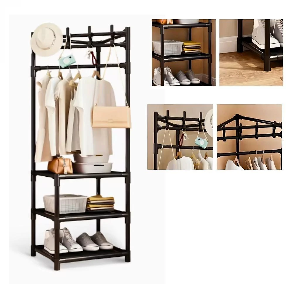 Armario Organizador Rack Canto Cabides Roupas Portatil Dobravel Aberto Arara Sapateira