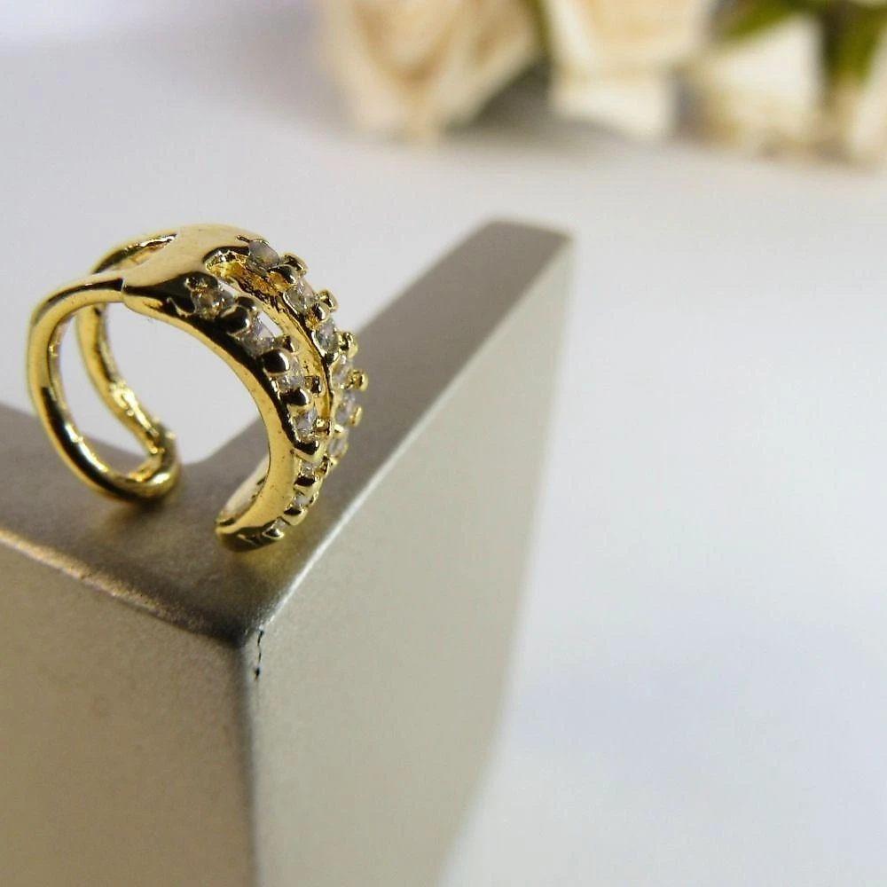 Piercing Fake Floratta Joias Vazado com Zircônia Ouro 18K Dourado