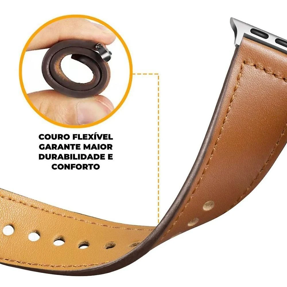 Pulseira De Couro Para Apple Watch 38 / 40 / 41Mm - Marrom - Gshield