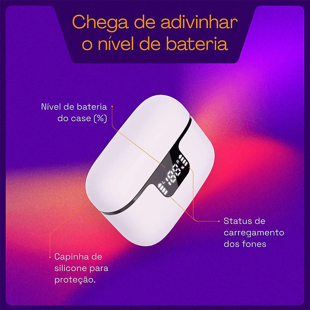 Fone de Ouvido AER15 TWS HarmonyWave Intra-auricular com Cancelamento Ativo de Ruído Geonav Branco