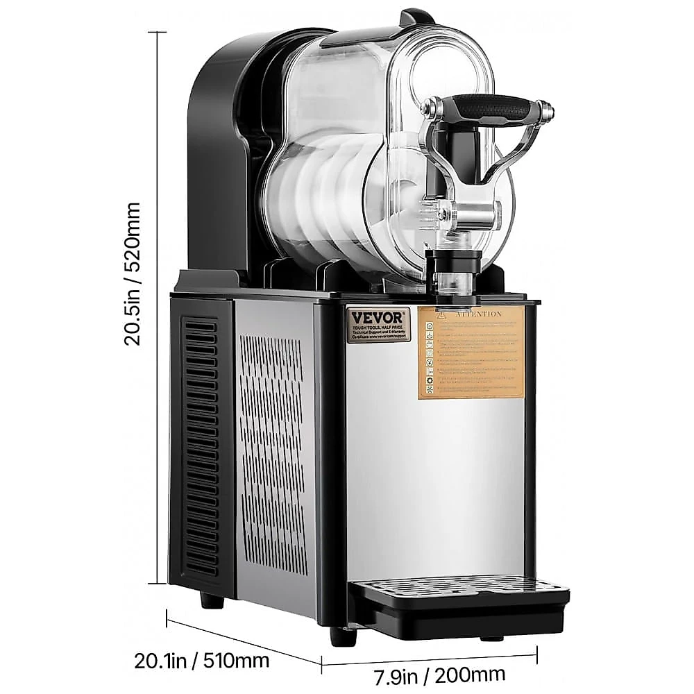 Máquina de Slush Raspadinha VEVOR XRJ3LX1 3L Comercial 15 Níveis Frozen Inox 240V