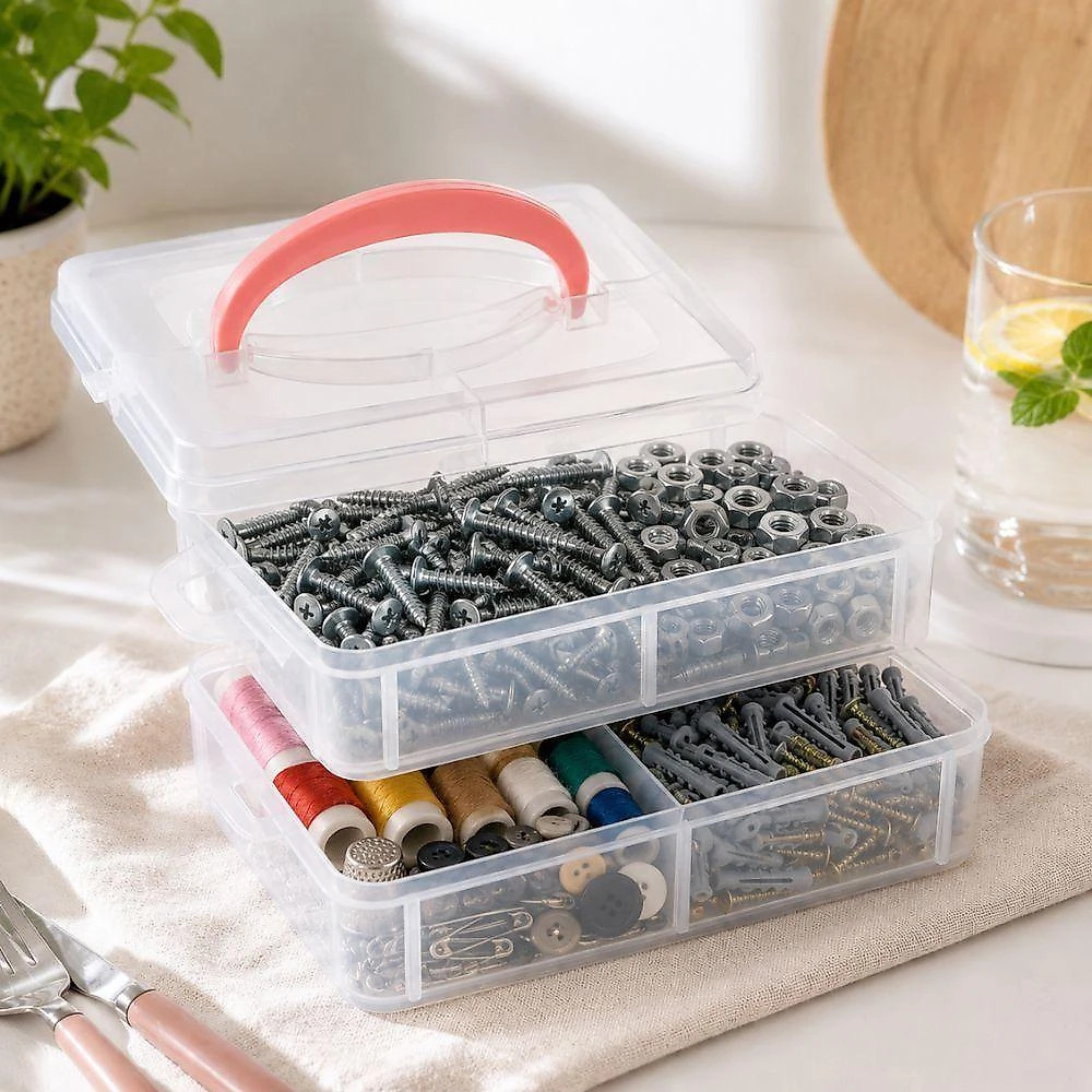 Maleta Multiuso KIT BOX PLASNORTHON 2 Andares 3 Divisões em Polipropileno com Travas Organizador