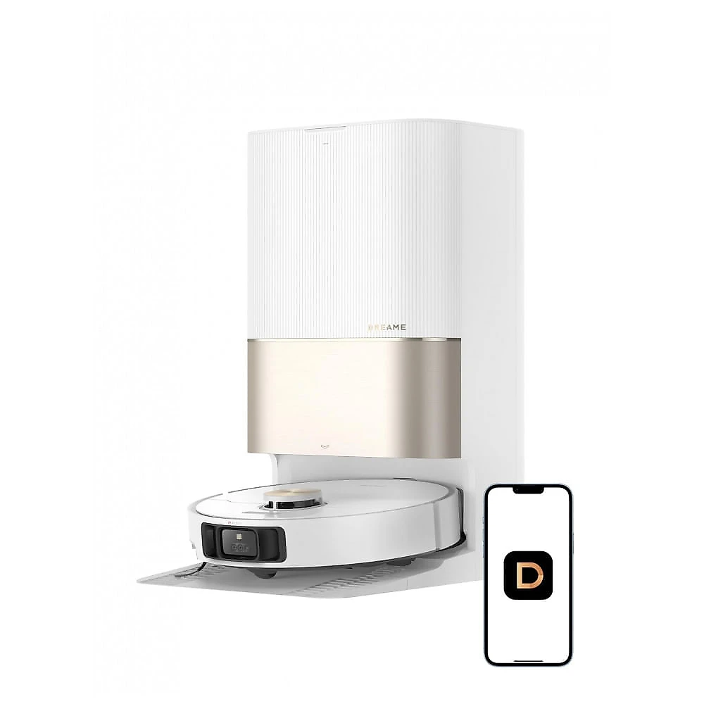 Miniatura Robô Aspirador DREAME X40 Ultra 12.000Pa Esfregão Removível Auto-Limpeza 70°C Base Completa Branco