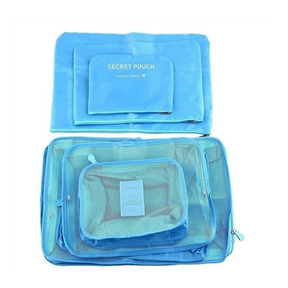 Kit Organizador de Mala Yeet 6 Peças Poliéster com Zíper Azul