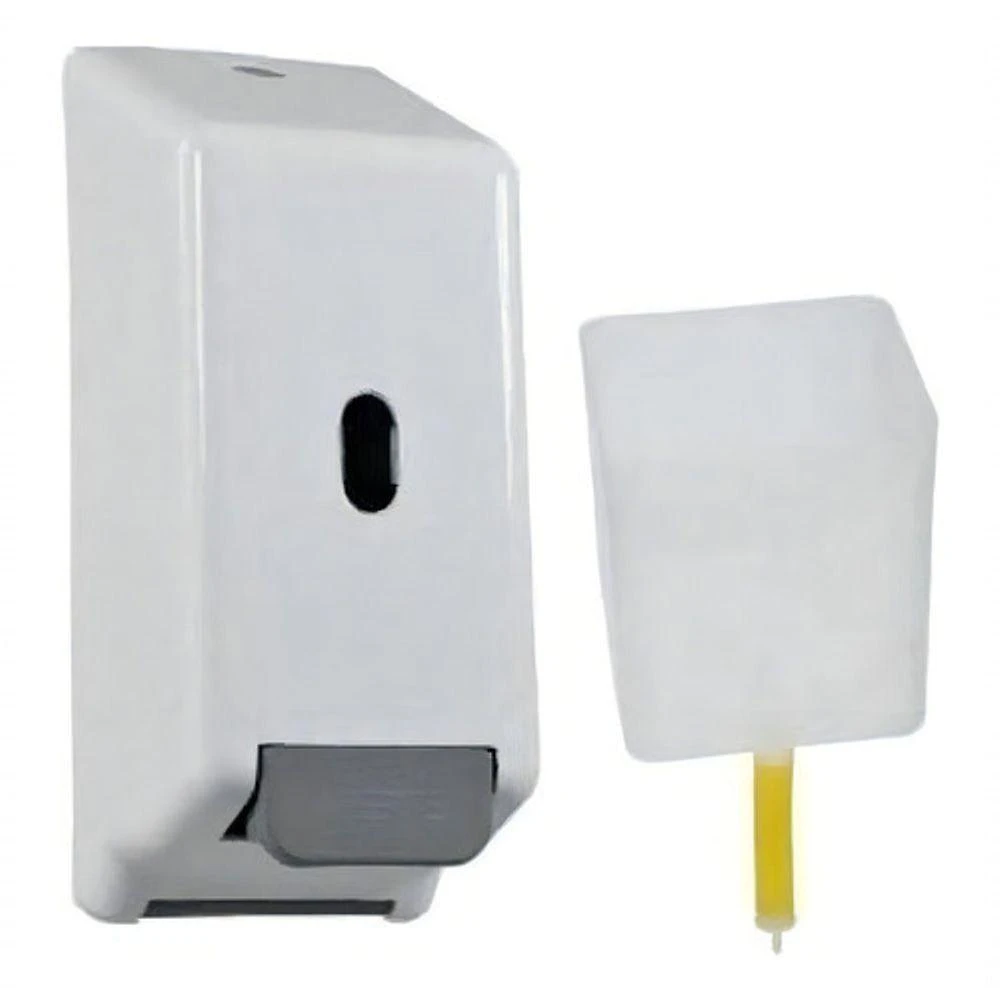 Saboneteira Refil Abs 800ml Dispenser para Sabonete Líquido ABS Visor Transparente Branco-Cinza