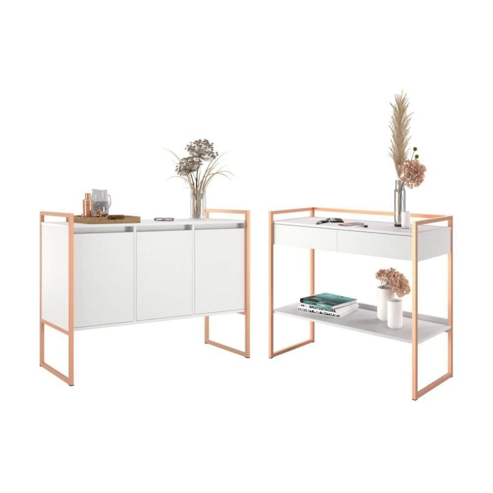 Miniatura Conjunto Buffet E Aparador Industrial - Bege Bege