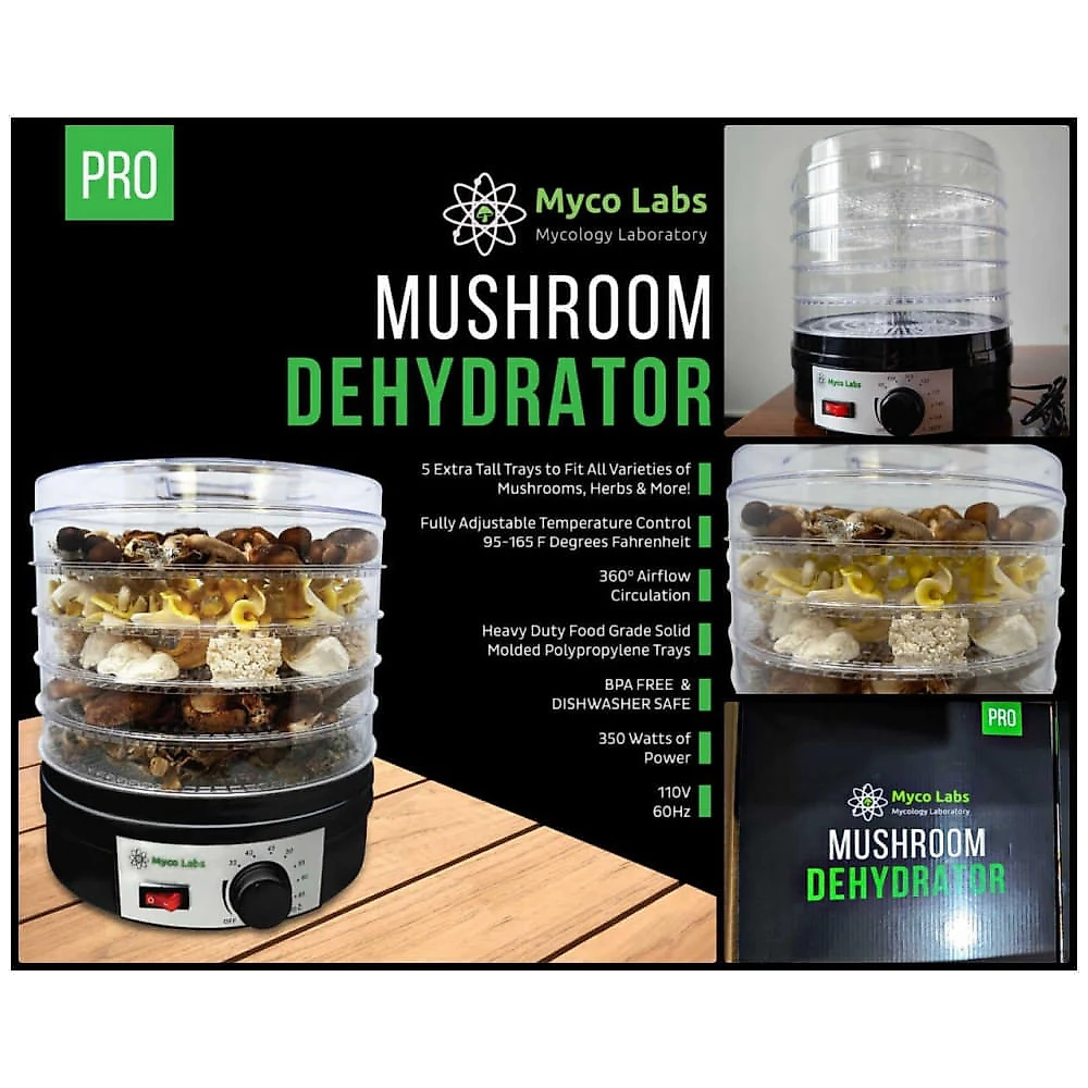 Desidratador de Alimentos Myco Labs Preto 350W 5 Bandejas Altas com Controle de Temperatura 240V