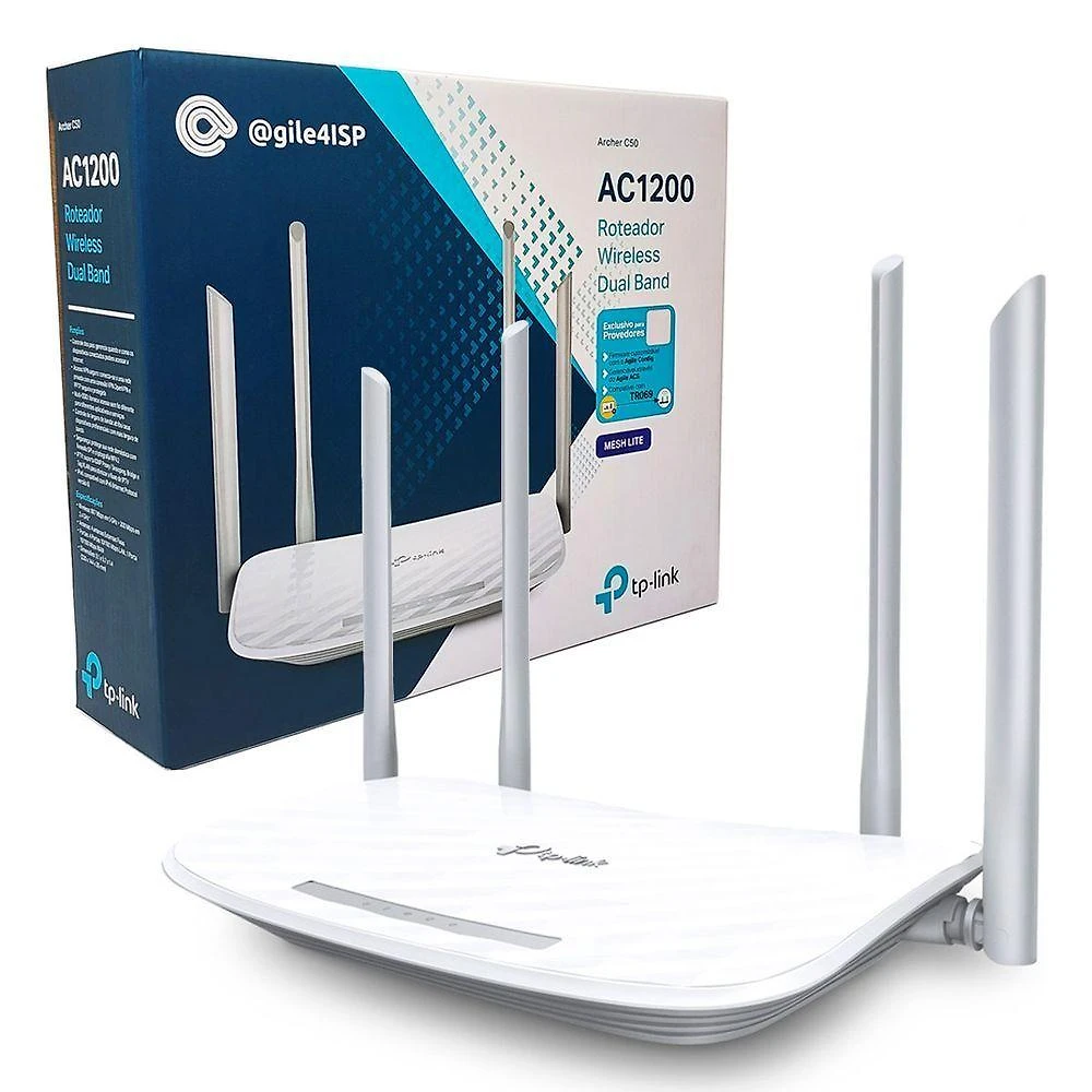 Roteador Tp-link Archer C50 V6, Dual Band (2.4ghz-5ghz), Ac1200, 4 Antenas, Mu-mimo, Ipv6, Branco