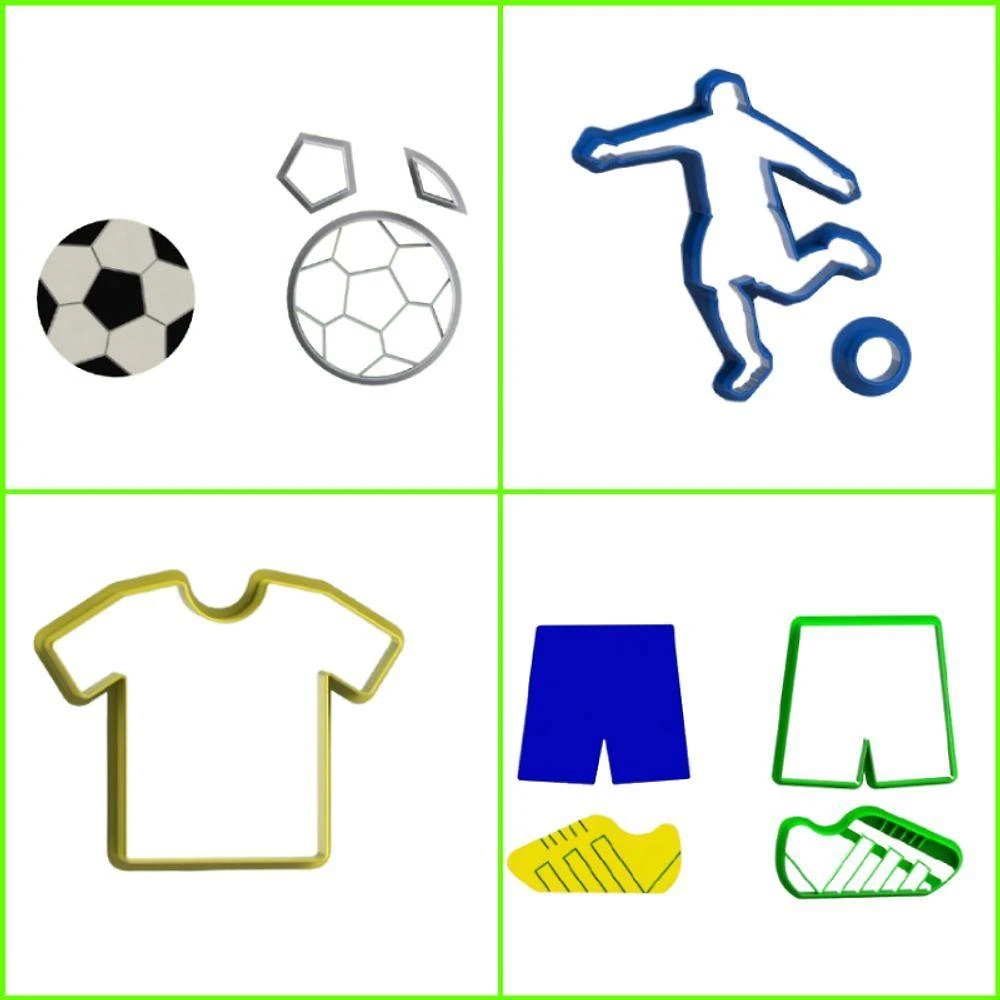 Cortador Kit Futebol Mod5 Plástico PLA 6CM Kit 5 Modelos HB Formas