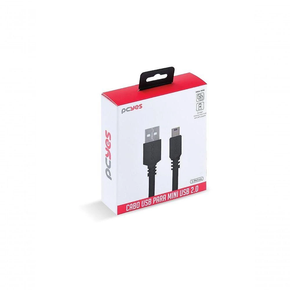 Cabo USB a 2.0 para Mini USB B PUANM2-3 3M 28AWG em Cobre Puro Alta Performance Pcyes