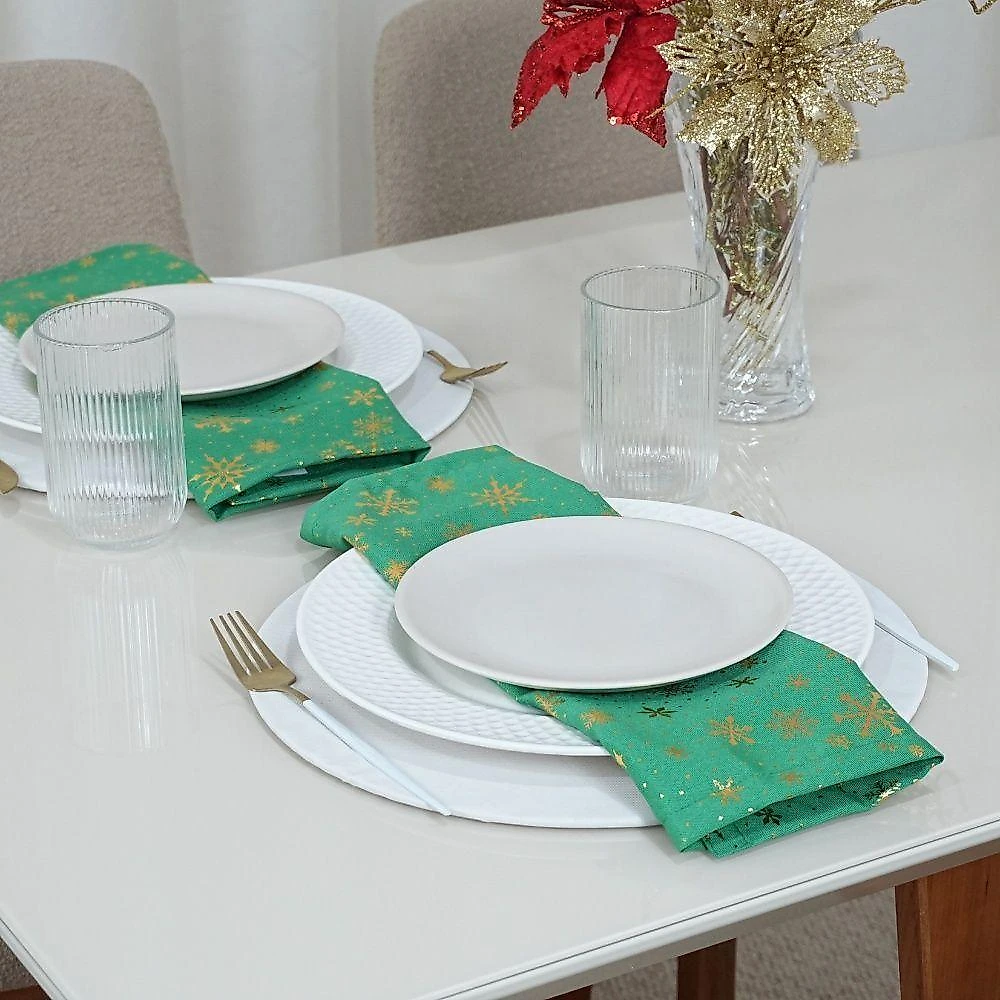Kit 6 Guardanapos Lumine Natal 42cm X 42cm 100% Poliéster Tecido Oxford - Verde