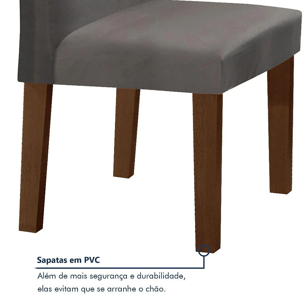 Conjunto Sala de Jantar Mesa 160x80cm Tampo Mdf com 6 Cadeiras Espanha Yescasa Chocolate/Grafite