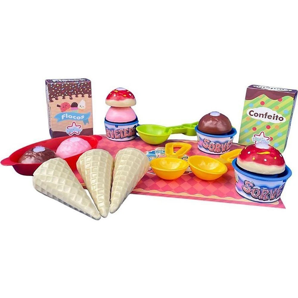 Brinquedo Faz de Conta Crec-Crec Sorveteria Kit 14 Itens Big Star Brinquedos