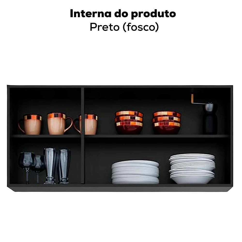 Armario Aereo 3 Portas Bp Valentina 120 Cm Preto Eratto Moveis