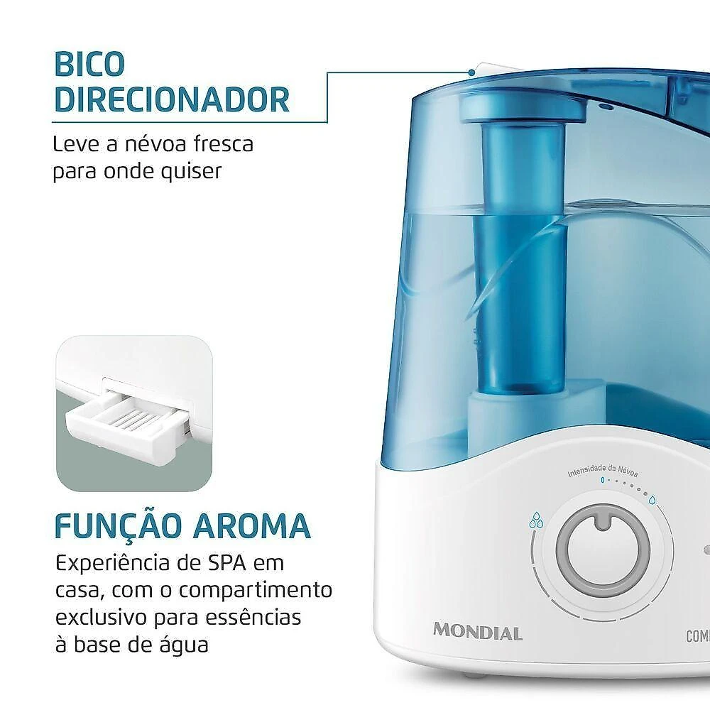 Umidificador de Ar Mondial Comfort Air Essence UA-08 5L Branco e Azul Bivolt