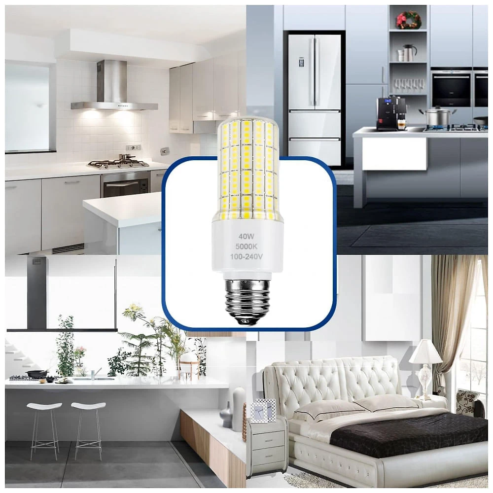 Lâmpada Led com 5000 Lumens Base E26, E27 5000K Branca Fria, 300W, 2 Un, 110v, ZP 40W, Branco