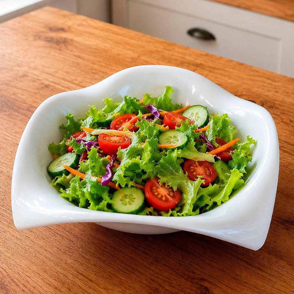 Tigela Bowl Grande Saladeira Melamina Leve e Resistente para Servir Alimentos Branca Kit 6pçs