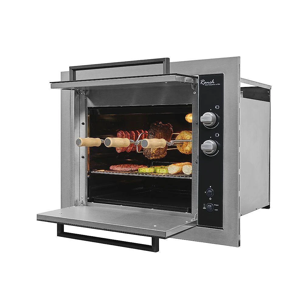 Churrasqueira a Gás Ranch Grill 3 Espetos Rotativos Inox Bivolt Fischer