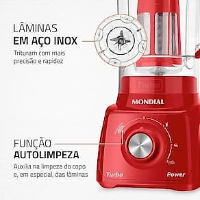 Liquidificador Mondial Turbo Power L99-FR 2,2L 500W 3 Velocidades Vermelho 110V