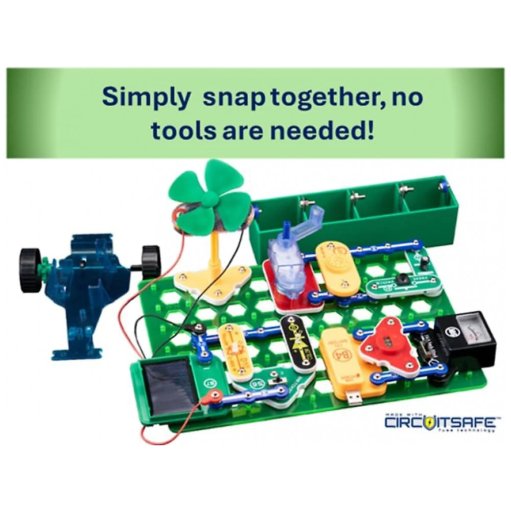 Snap Circuits SCG-225 Green Energy – Kit Educacional de Eletrônica e Energias Renováveis para Crianças a Partir de 8 Anos
