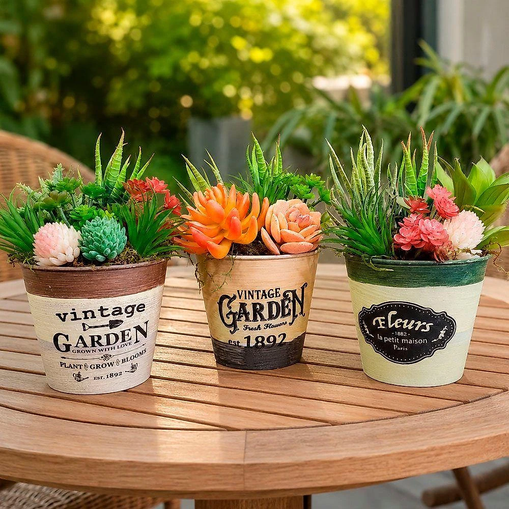 Arranjo Vaso Decoração Suculenta Planta Artificial Verde