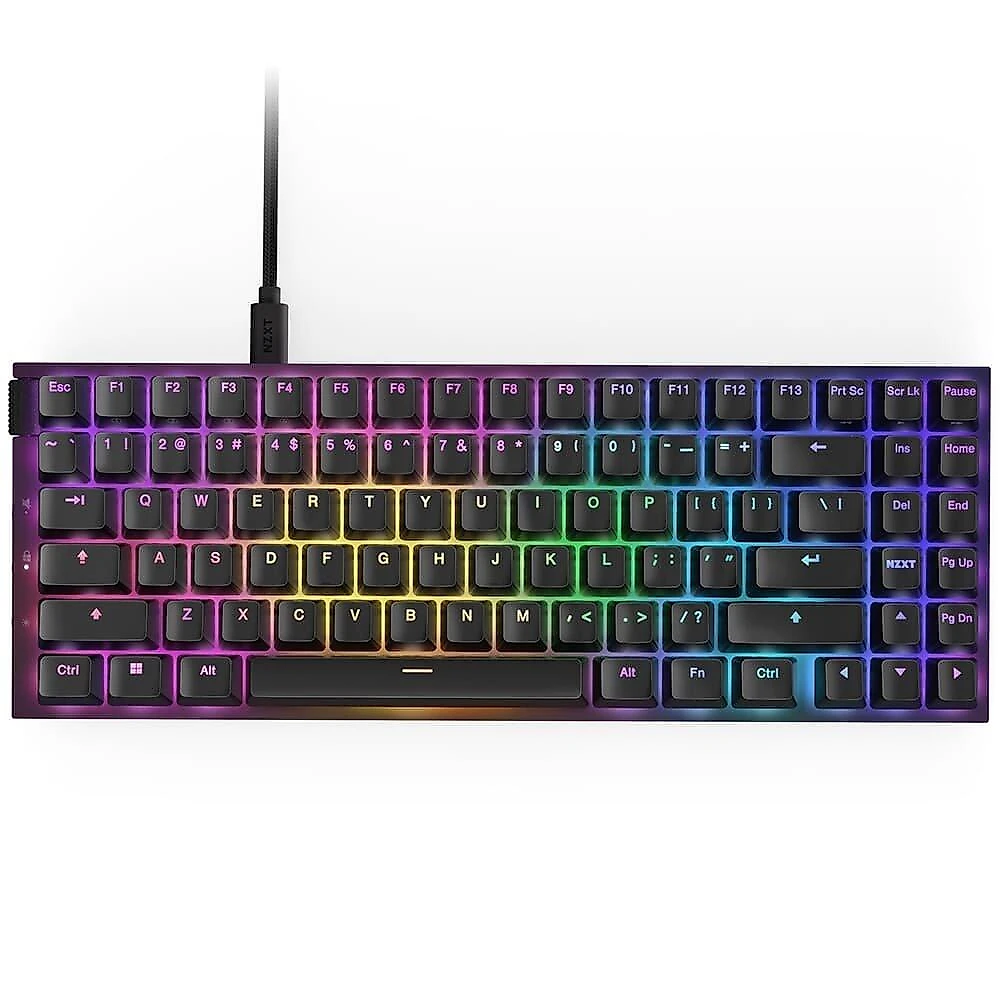 Teclado Óptico Gamer NZXT Function 2 MiniTKL, RGB, USB-C, Layout US, Preto - KB-002NB-US