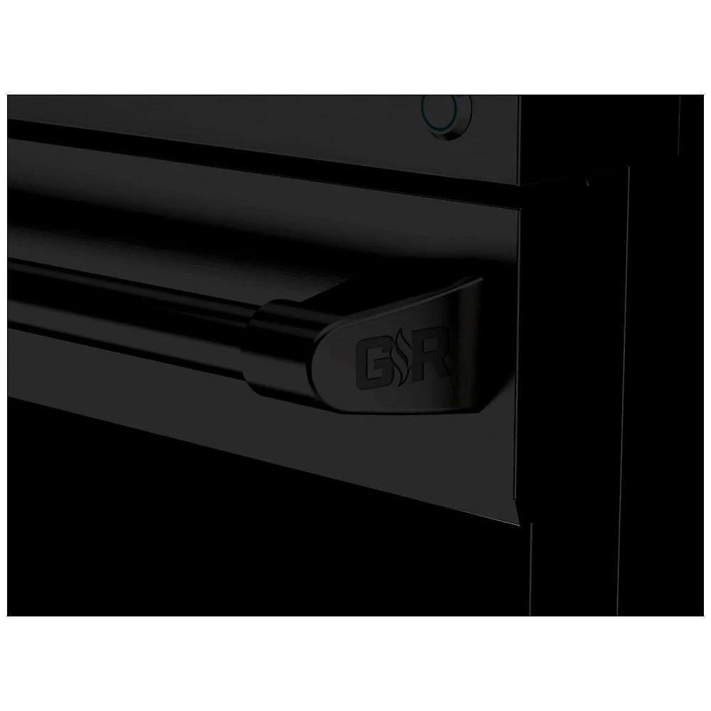Fogão a gás profissional 122 cm Gordon Ramsay THOR Kitchen preto, 7 queimadores, chapa 15.000 BTU, 2 fornos com convecção 198 L e 62 L, 110V