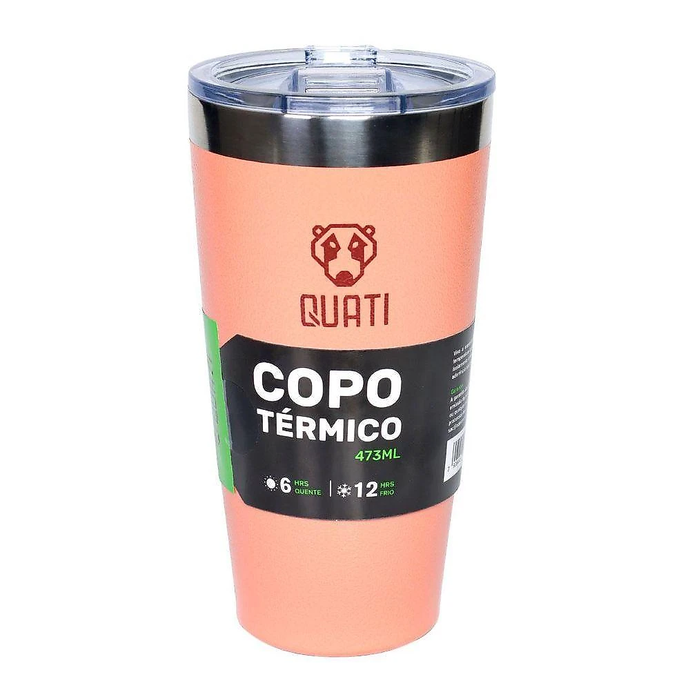 Copo Termico Quati Com Tampa 473ml Coral - Ccct473