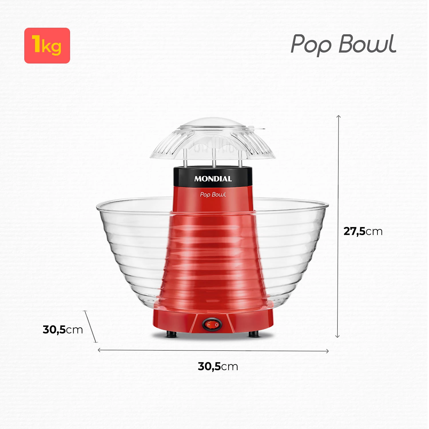 Miniatura Pipoqueira Pop Bowl Mondial PP-05 PIPOQUEIRA-127V-VERMELHO