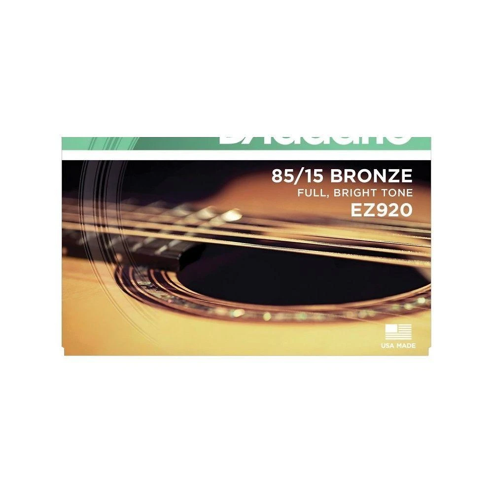 Encordoamento para Violão de Aço Ez920 .012-.054 Som Brilhante Sustain 85-15 D'Addario