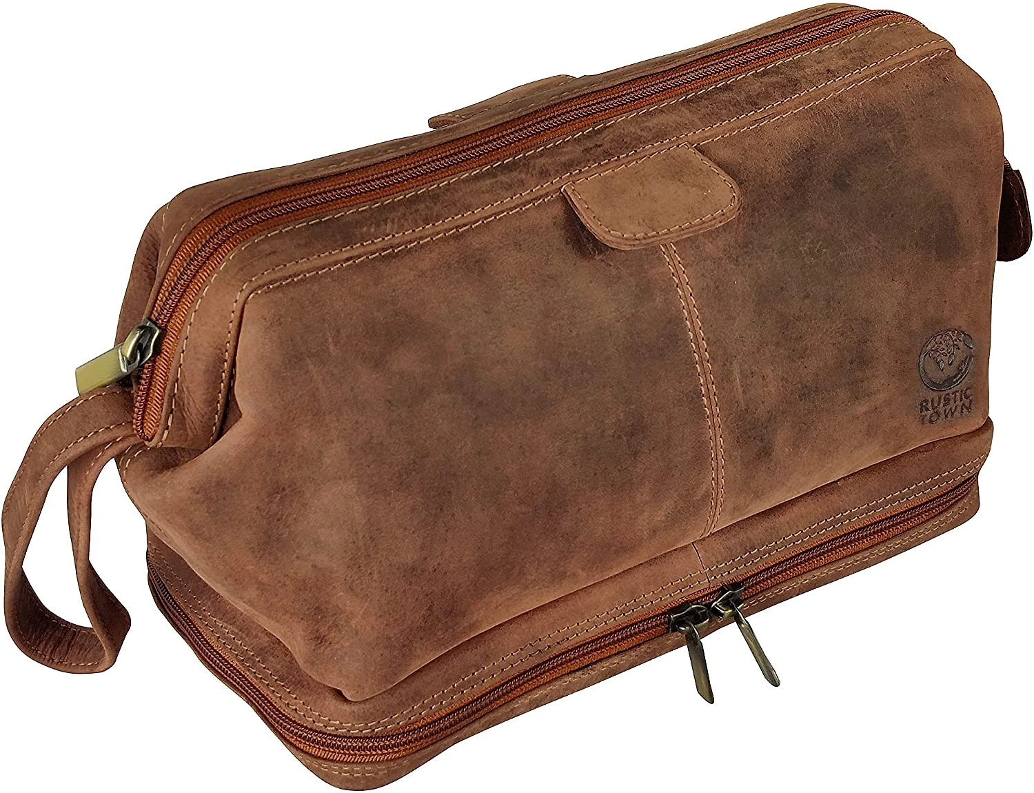 Rustic Town Necessaire Masculina Vintage de Couro Genuino