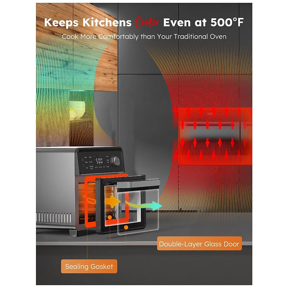 Forno Elétrico Air Fryer Grill 15,5L Nuwave Inox Pro-Smart Convecção 3 Potências Sonda Digital 110V