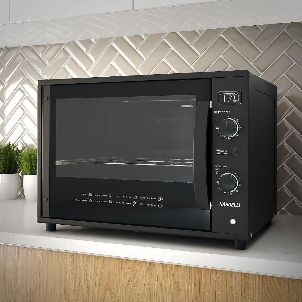 Forno Elétrico Grill Bancada Nardelli Top 70L 1750W Preto 110V