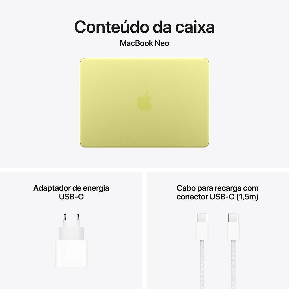 MacBook Neo Apple 13" Chip A18 Pro CPU de 6 núcleos GPU de 5 núcleos 512GB Touch ID- Amarelo-cítrico