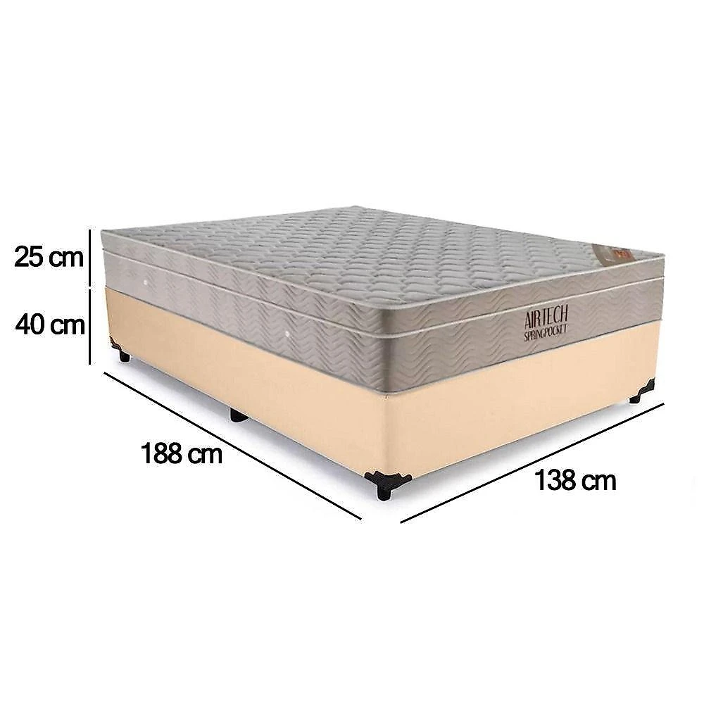 Cama Box Casal Airtech Molas Ensacadas 65cm Madeira Bege Ortobom