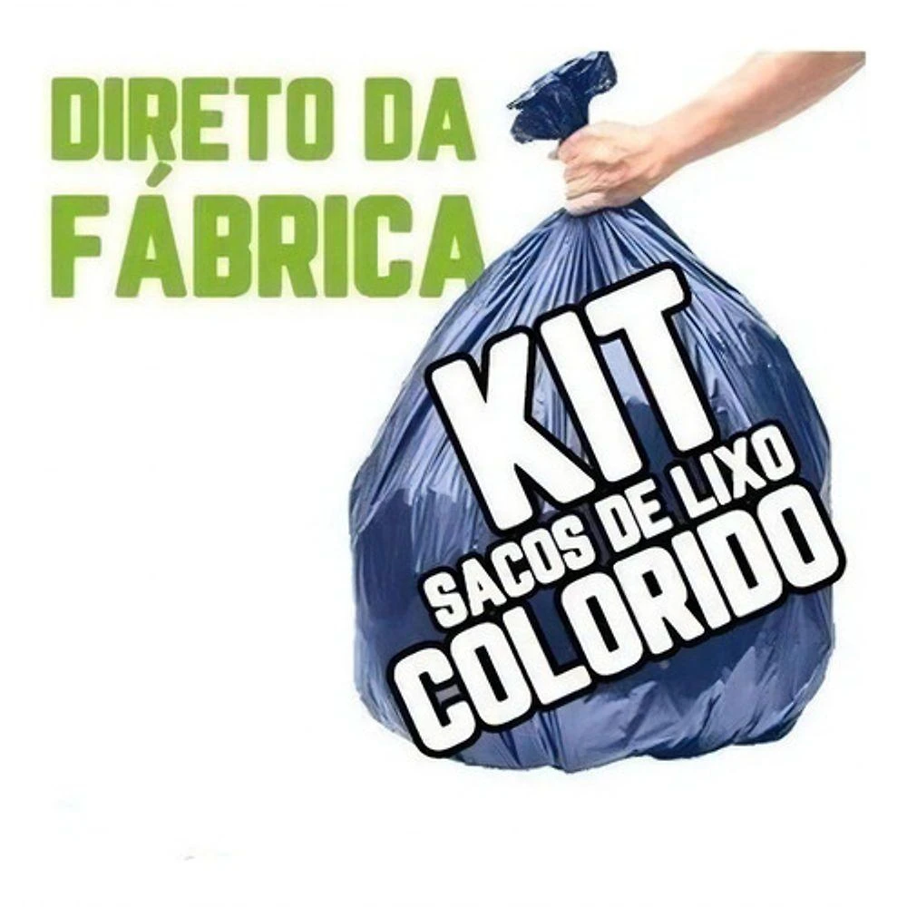 Higipack Kit 100 Sacos Lixo (60L e 100L) Branco Verde Azul para Descarte Doméstico