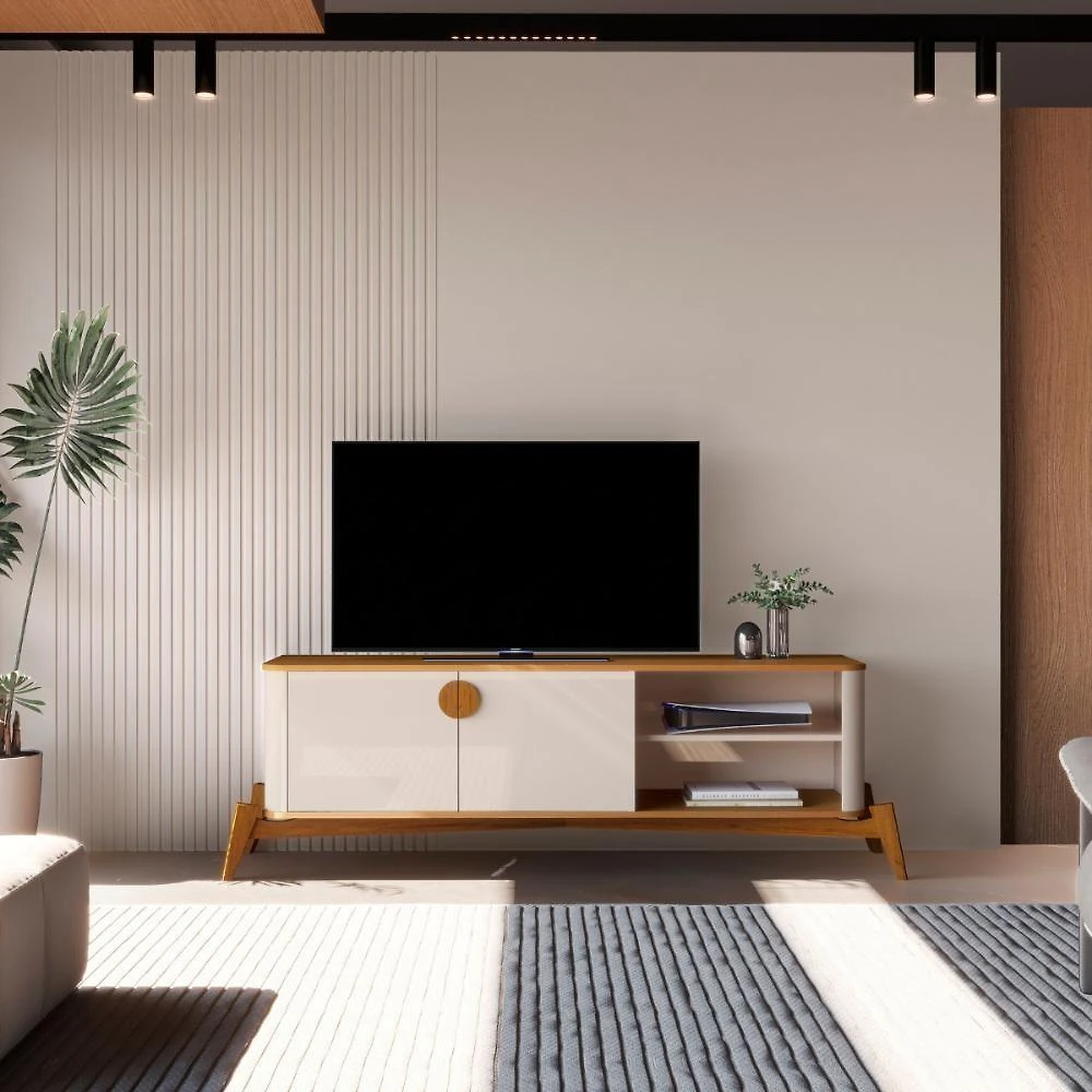 Miniatura Rack Para Tv 75 Polegadas Adamantina 1800 Off White