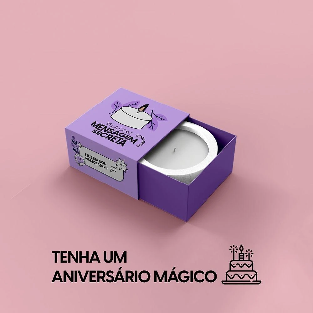 Vela Aromática Vanilla Magical Birthday com Mensagem Secreta Baunilha em Recipiente Cerâmica 141g