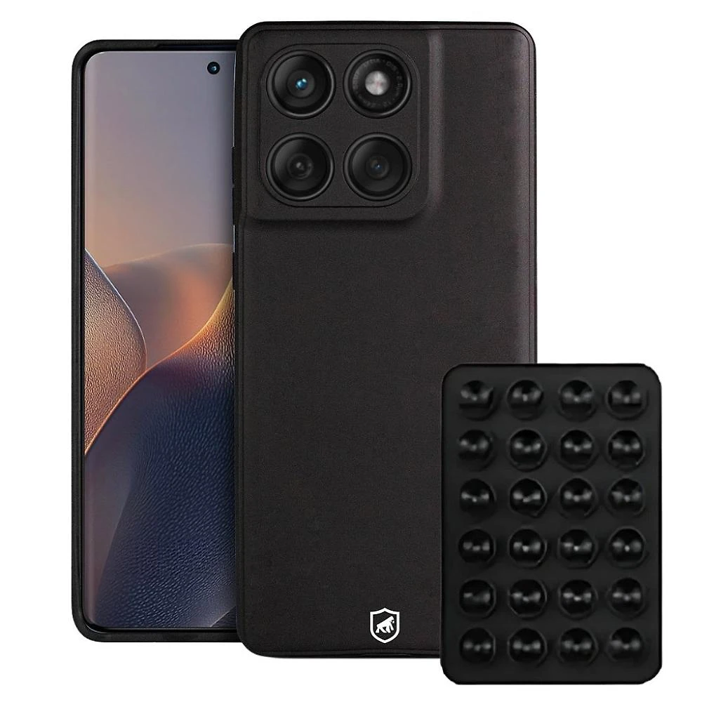 Kit Capa Silicon Veloz para  Motorola Moto Edge 60 Fusion +  Ventosa - Preta - Gshield