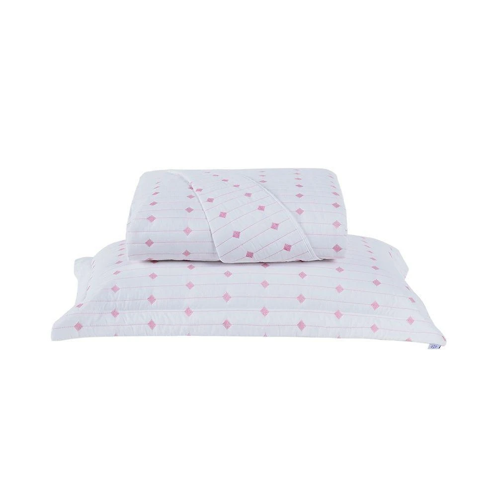 Cobre Leito 2 Peças Solteiro Percal 200 Fios Decor 100% Poliéster - Branco/pink