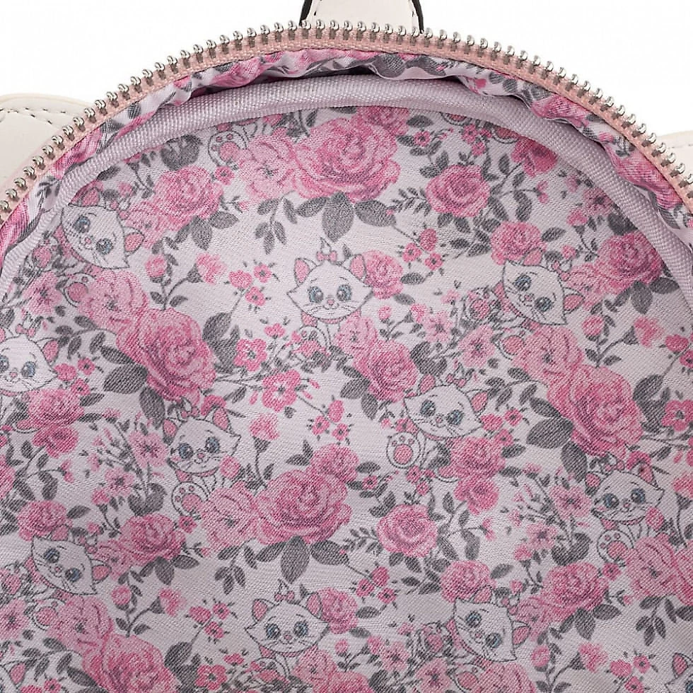 Mochila Escolar Infantil Loungefly Disney Marie Floral para Crianças a Partir de 12 Anos, Branca