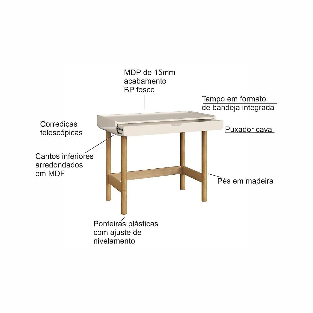 Conjunto Estante e Escrivaninha Orgânica 180cm e 100cm Aura