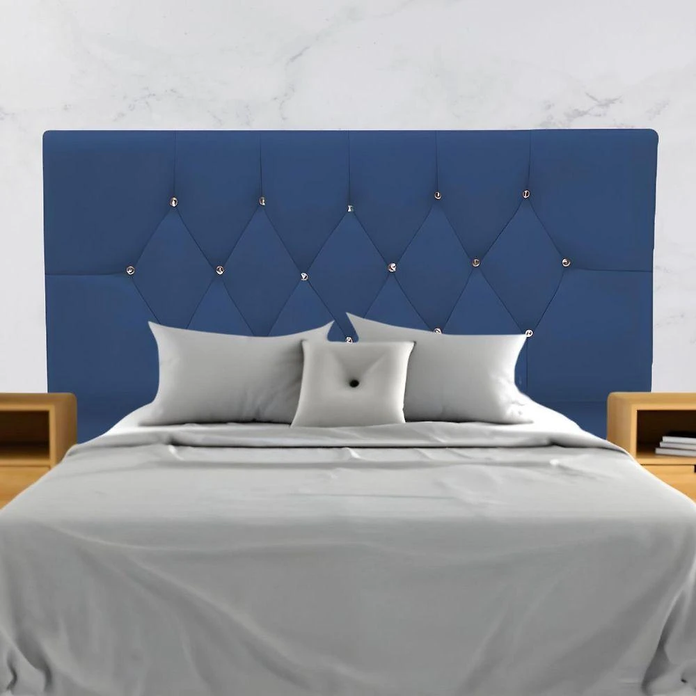 Cabeceira Estofada Solteiro 90 Cm Dante Com Frame Suede Azul Marinho
