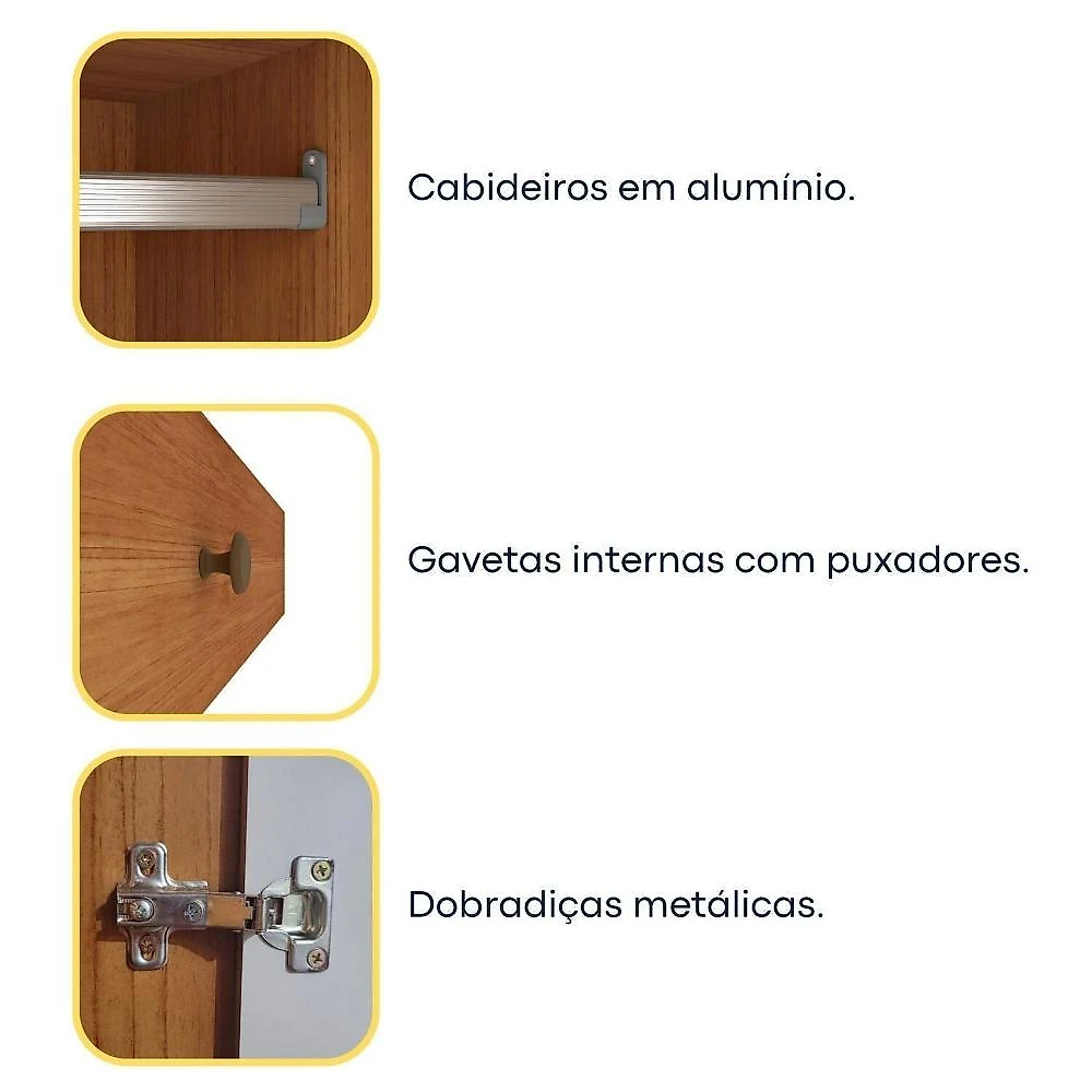 Conjunto Infantil com Cama 100% MDF e Guarda-Roupa Harmonia Espresso Móveis Conjunto Infantil com Guarda Roupa e Cama 100% MDF Harmonia Espresso Móveis Cinamomo / Off White