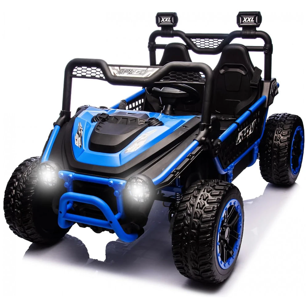 UTV Infantil Elétrico Sopbost Azul 24V 2 Lugares XXL 4 Motores 75W 4WD Pneus EVA Controle Remoto Bluetooth Estrutura Metálica