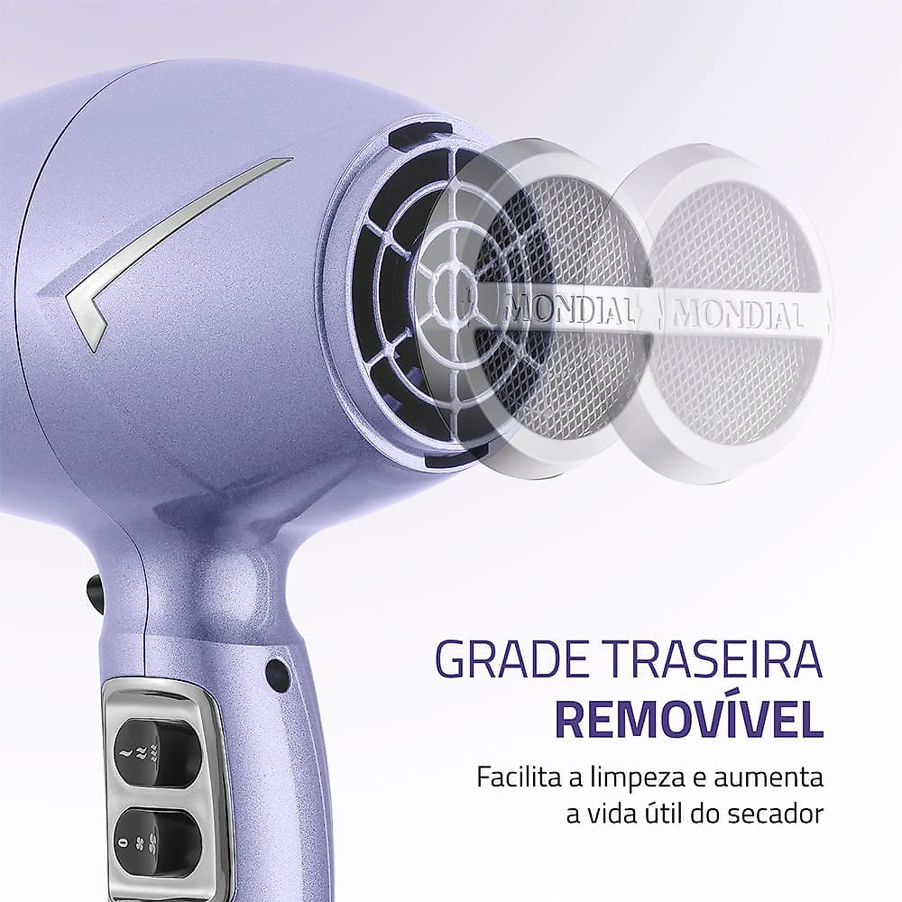 Secador de Cabelos Space Shine Mondial Lilás 2100W-2200W BIVOLT - SC-21-BI BIV